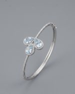 Natural Aquamarine and Zircon 925 Silver Bracelet - Image 2
