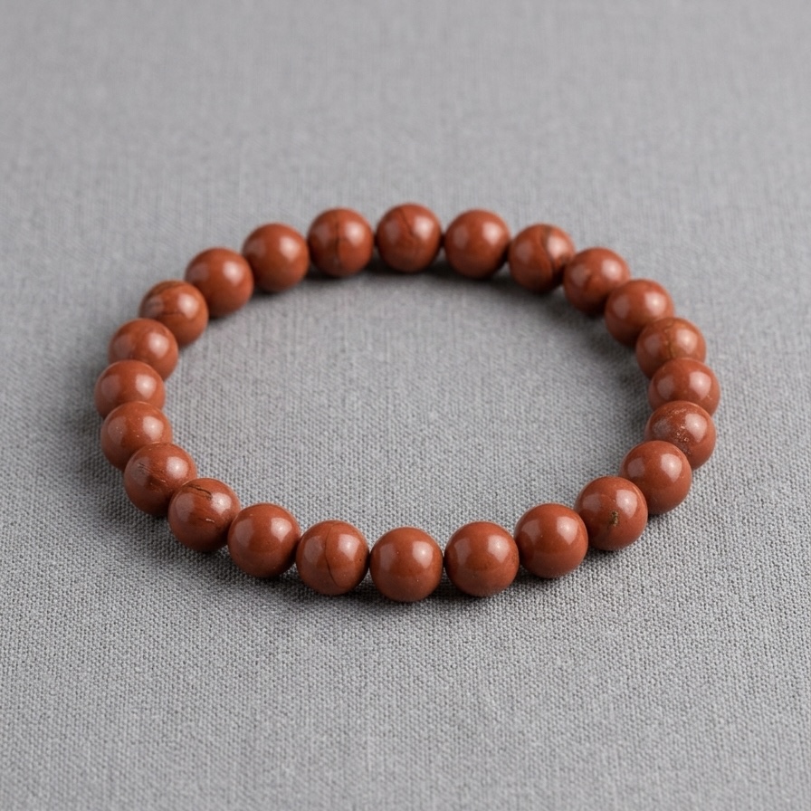 IMG_2160 Natural Red Jasper Bracelet stretchable Beads Bracelet - Image 1