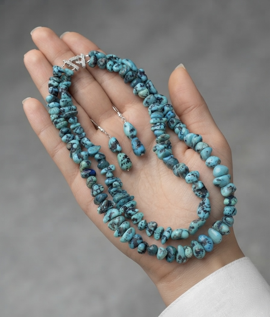 IMG_2785 Handcrafted Natural Arizona Turquoise Jewelry Set - Image 1