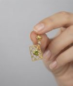 Genuine Peridot & White Zircon Rectangular Lattice Pendant – Gold-Plated 925 Silver - Image 3