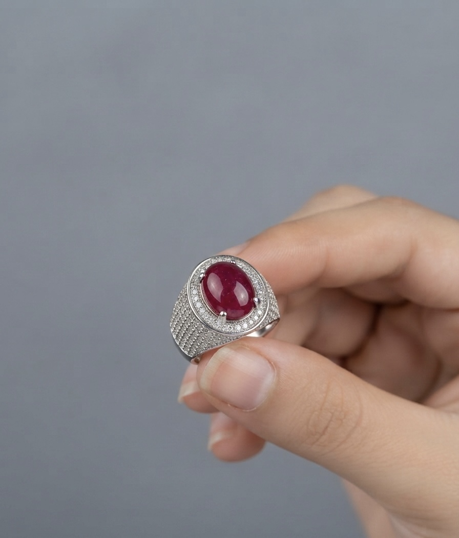 IMG_3595 Natural Mozambique Ruby Ring in 925 Sterling Silver with Rhodium Plating - Image 1