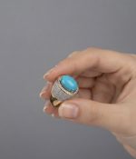 Natural Arizona Turquoise Ring in 925 Sterling Silver with Zircon Pave - Image 3