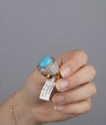 Natural Arizona Turquoise Ring in 925 Sterling Silver with Zircon Pave - Image 2