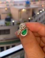 Natural Emerald Ring, Rhodium Plated Sterling Silver 925, Swat Origin, No Heated Treated - Image 3