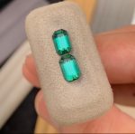 Natural Green Tourmaline Pair 3.00 Ct Emerald Cut