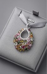 Natural Multi Tourmaline Stone Pendant : 925 Sterling Silver Pendant No Heated Rhodium Plated