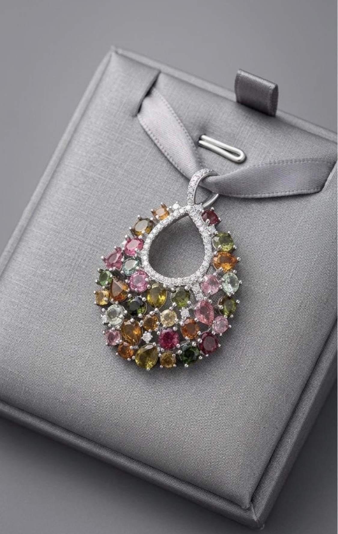 Screenshot Natural Multi Tourmaline Stone Pendant : 925 Sterling Silver Pendant No Heated Rhodium Plated - Image 1