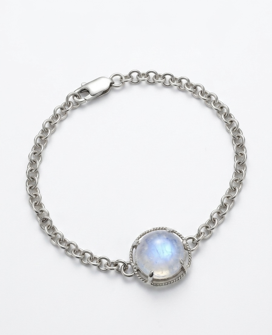 IMG_8757 Natural Moonstone 925 Sterling Silver Bracelet - African Stone - Image 1