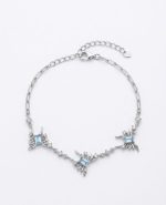 Top Class Aquamarine Stone 925 Silver Bracelet Rodium Plated Silver
