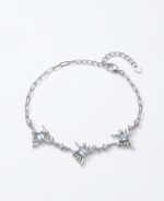 Top Class Aquamarine Stone 925 Silver Bracelet Rodium Plated Silver