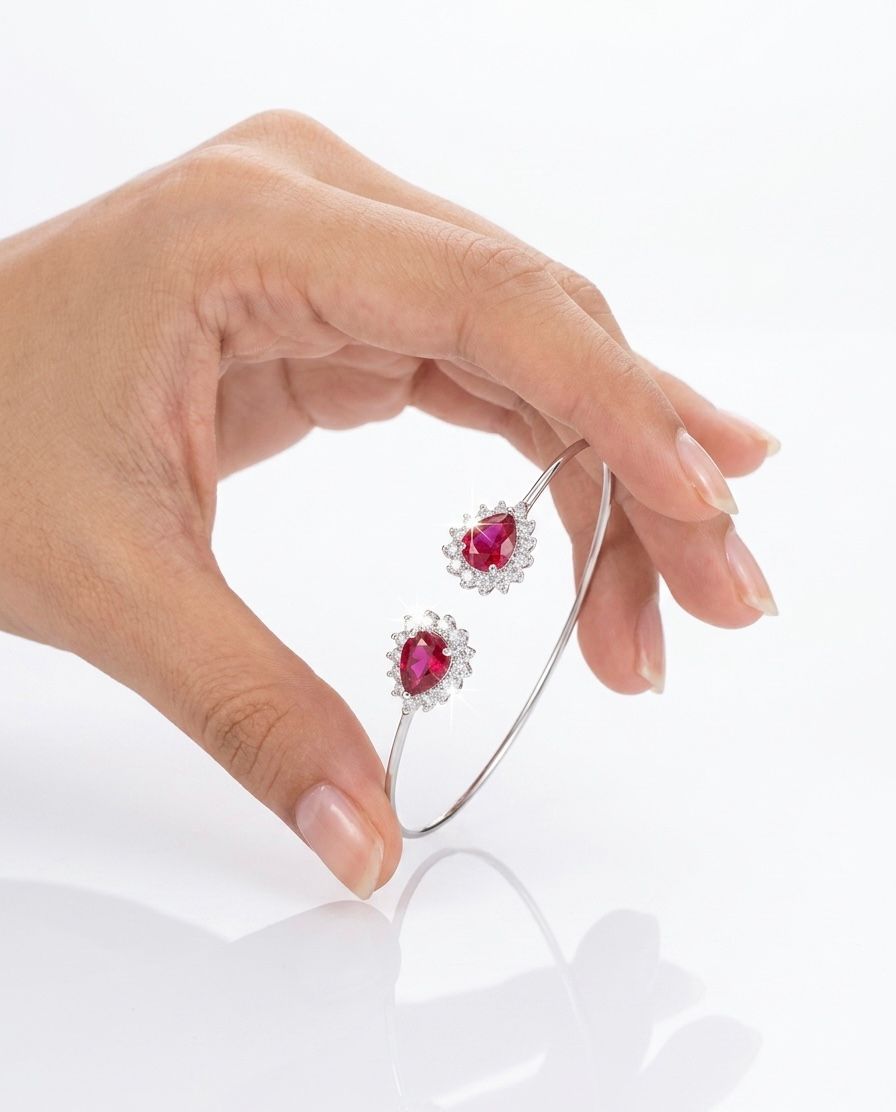 Top Class Ruby Stone 925 Silver Bracelet 1 Top Class Ruby Stone 925 Silver Bracelet Rodium Plated Silver