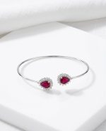 Top Class Ruby Stone 925 Silver Bracelet Rodium Plated Silver