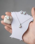 Natural White Opal Sterling Silver Jewelry Set: Necklace and Earrings - Image 2