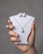 Natural White Opal Sterling Silver Jewelry Set: Necklace and Earrings - Image 3