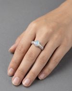 Natural White Opal Sterling Silver Ring, Full Fire Color, Rhodium Plated - Image 2