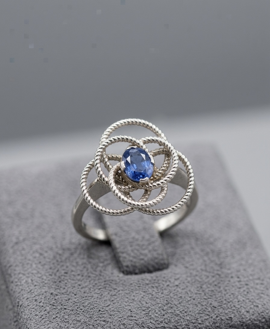IMG_1341 Natural Sri Lankan Blue Sapphire Ring – 0.80ct Oval Stone in 925 Silver - Image 1