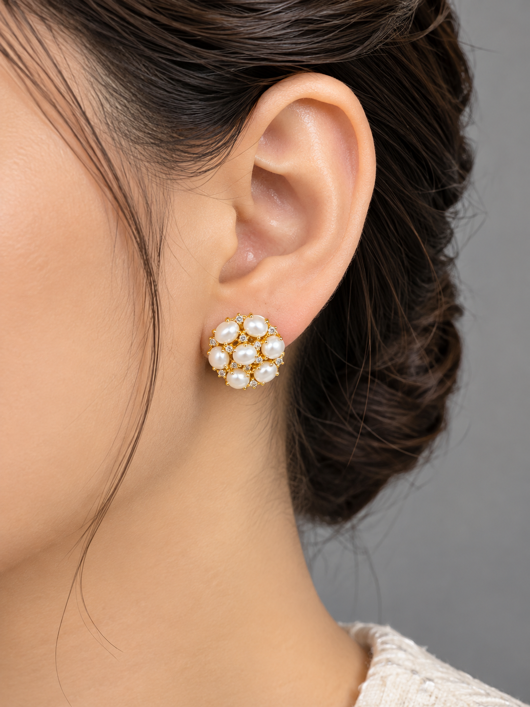 F8B2379F-8084-470C-9021-3AEC442F590F Naturals Pearl 925 Sterling Silver Stud Earrings with White Zircon – Elegant Gold-Finished Pearl - Image 1