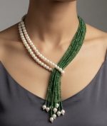 Handmade Natural Pearl & Green Agate Multi-Strand Statement Necklace | Elegant Gemstone Jewelry